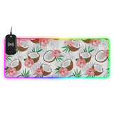 Coconut Piece Palm Leaves Hibiscus Wireless Charging Mouse Pad for Mobile Phone Extra Large Gaming Mousepad with 13 Lighting Modes Keyboard Mat for Gaming MacBook PC Laptop Desk Home Office
